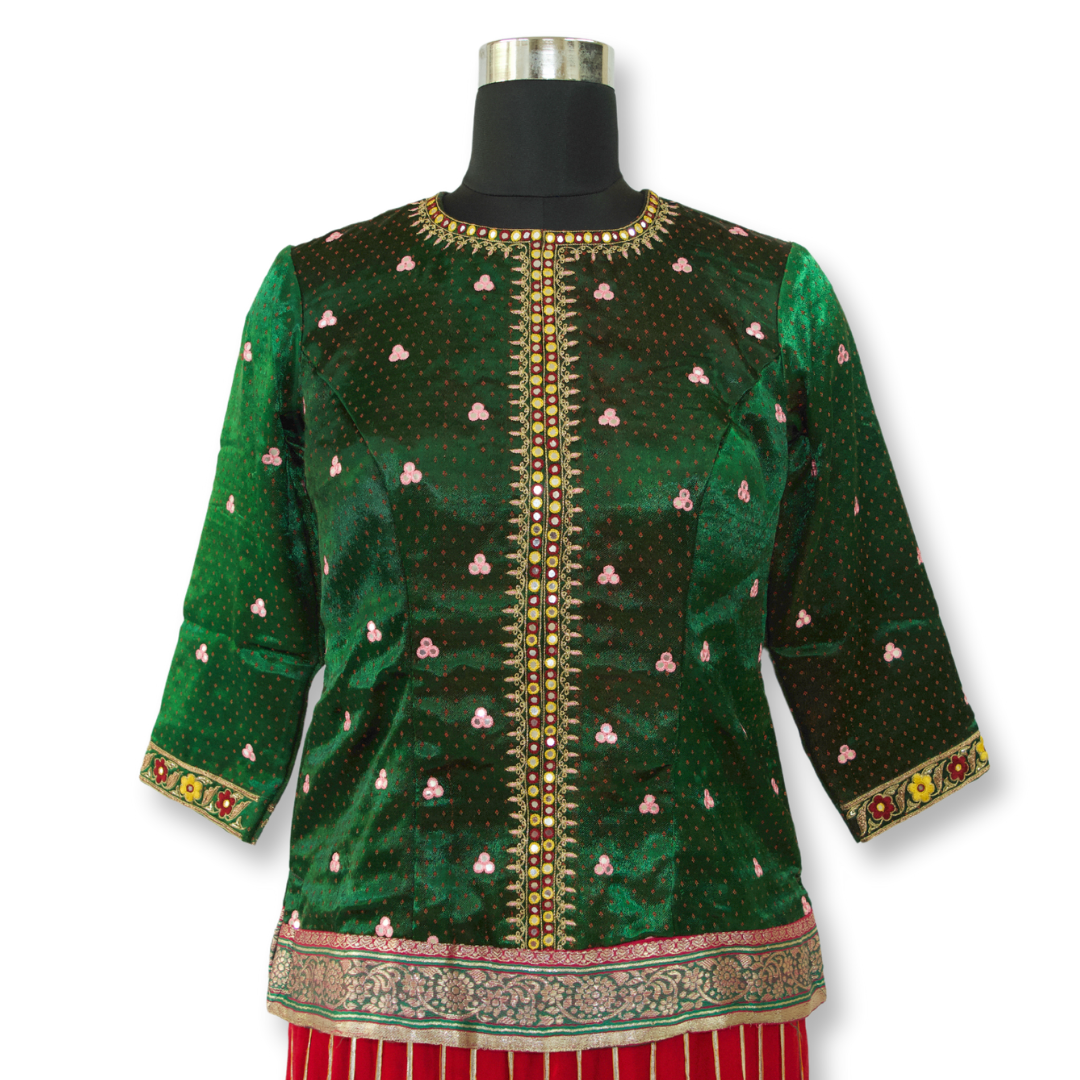 Gayatri - Dotted Mashru Silk Handwork Blouse