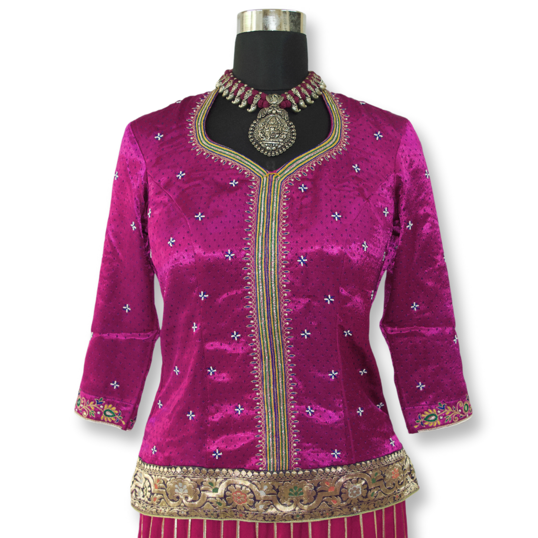 Gauri - Dotted Mashru Silk Handwork Blouse