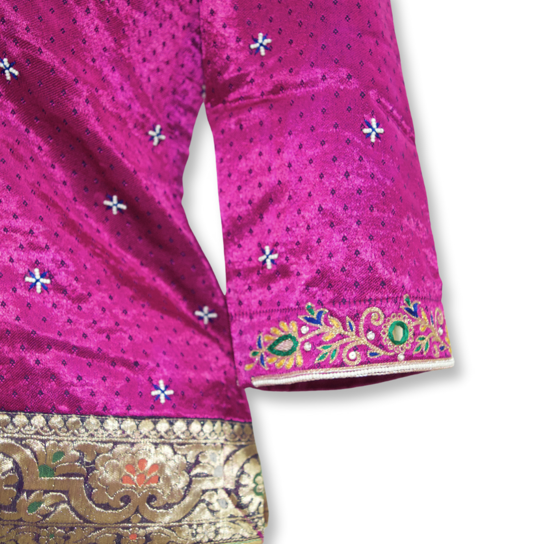 Gauri - Dotted Mashru Silk Handwork Blouse