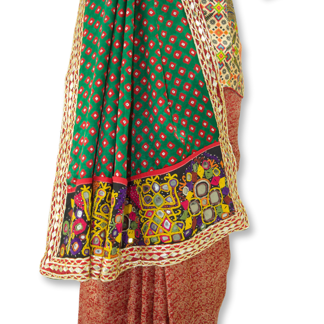 Rakhi - Bandhani with Banarasi Saree