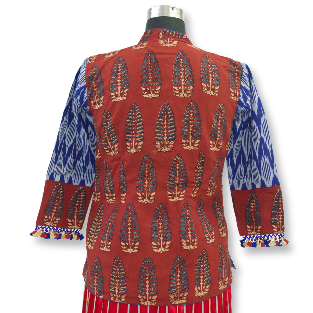Jagruti - Ajarakh Cotton and Ikkat Long Blouse