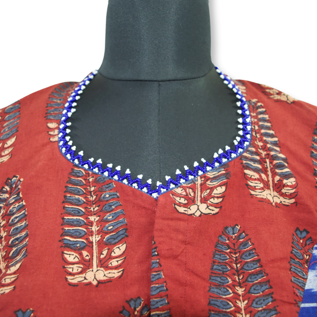 Jagruti - Ajarakh Cotton and Ikkat Long Blouse