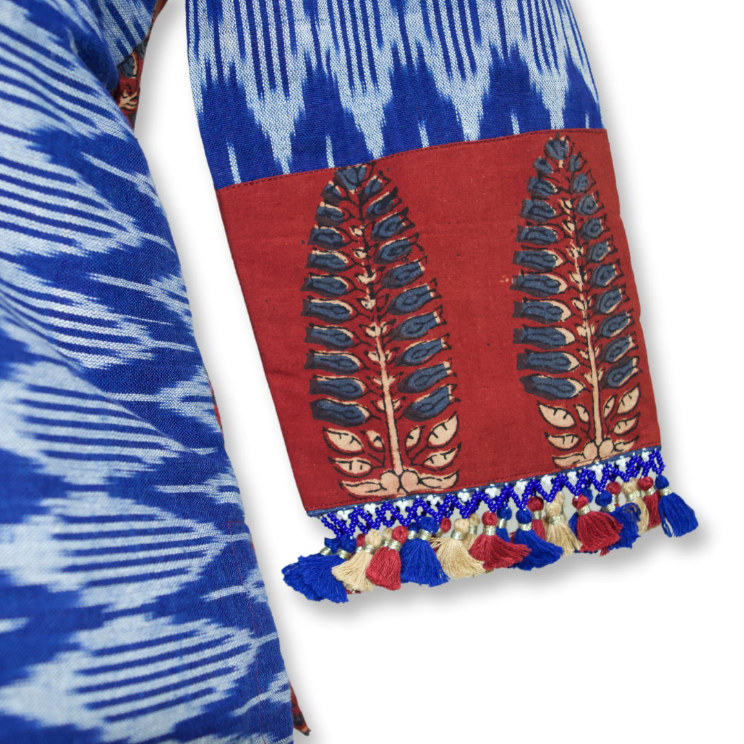 Jagruti - Ajarakh Cotton and Ikkat Long Blouse