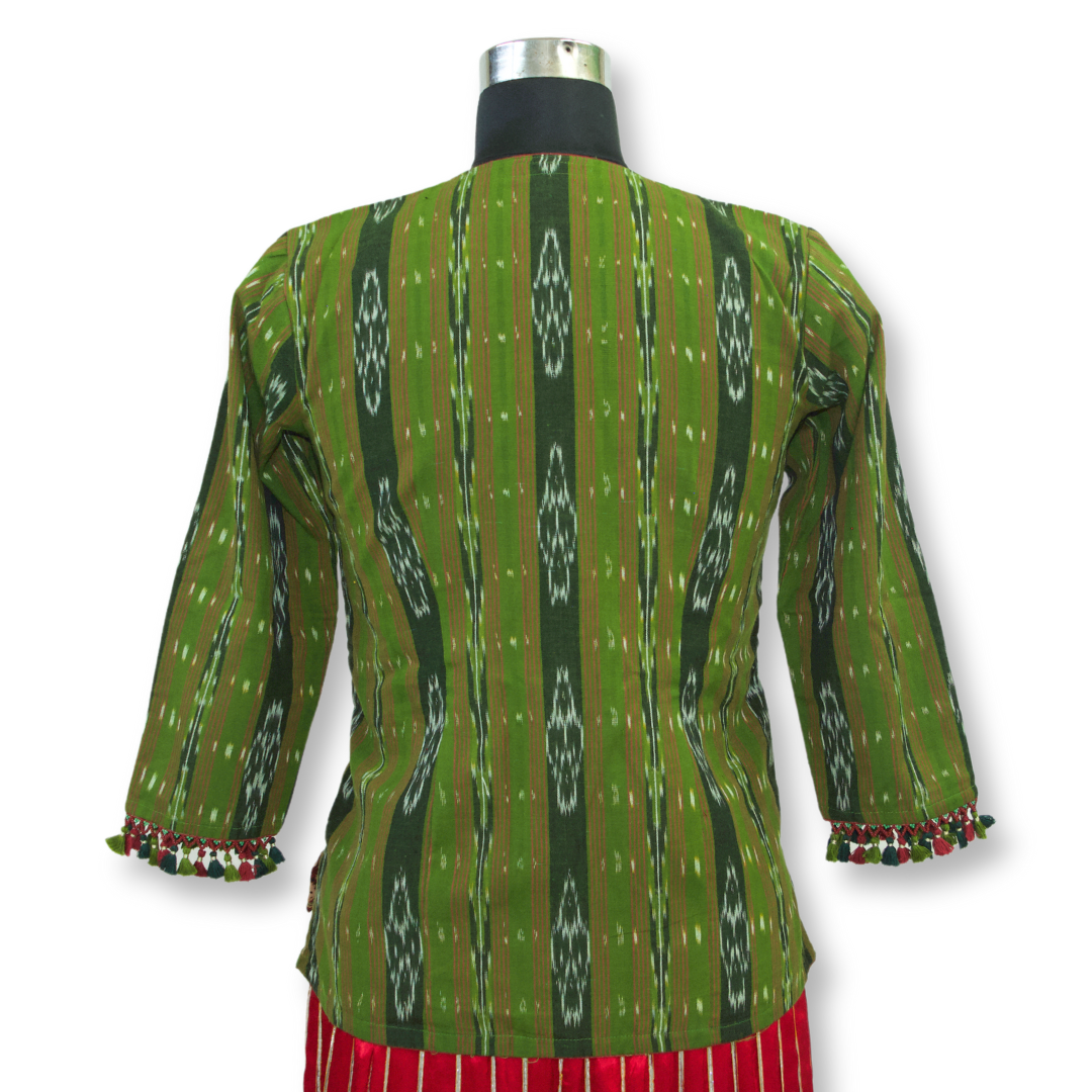 Leela - Ikkat and Ajarakh Long Blouse