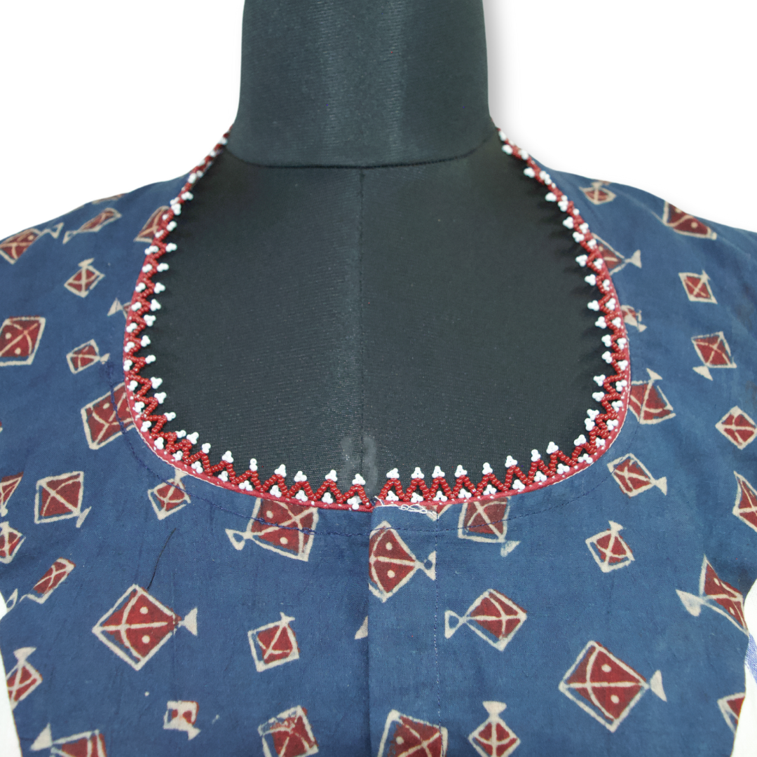 Kavya - Ikkat and Ajarakh Long Blouse
