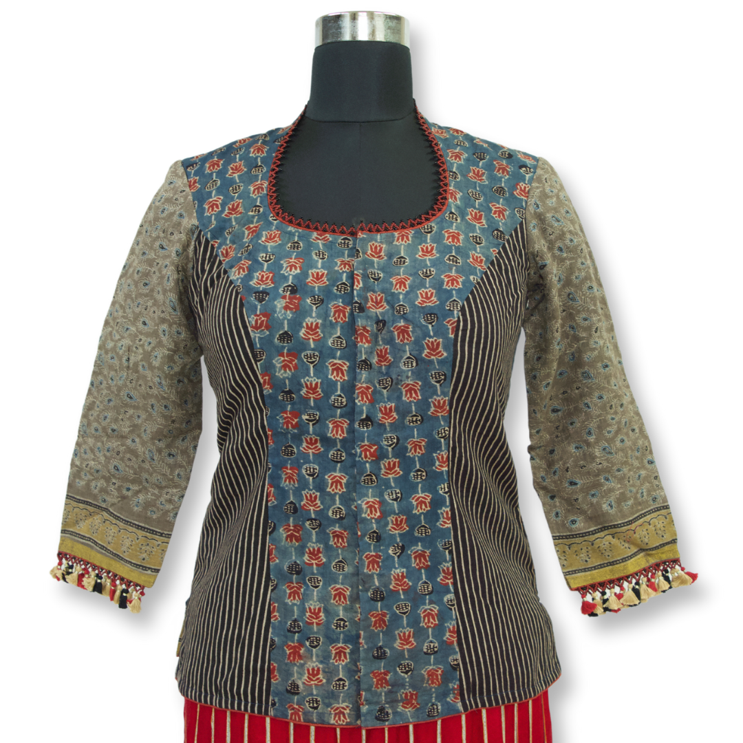 Lakshmi - Ajarakh Cotton long Blouse