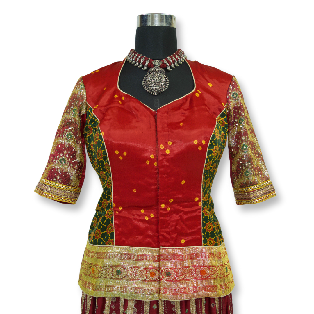 Laxmi - Bandhani banarasi long blouse