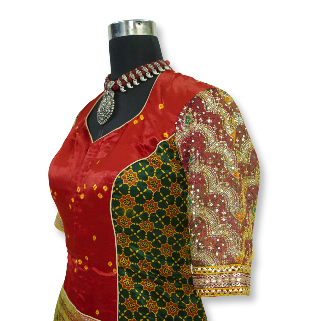 Laxmi - Bandhani banarasi long blouse