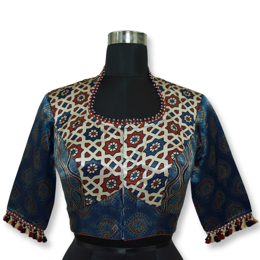 Vanshika - Ajarakh Silk Short Blouse