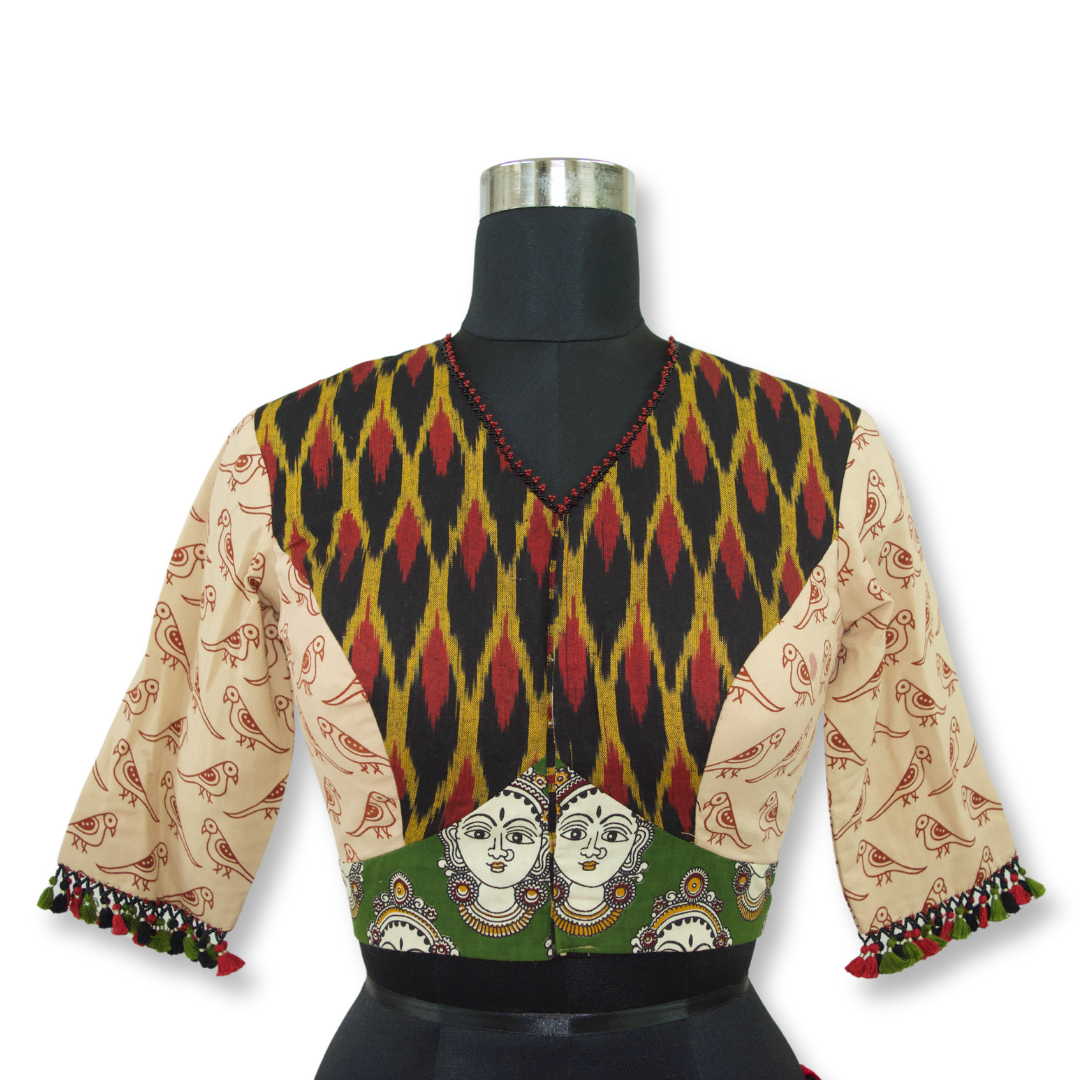 Zoha - Ikkat and Ajarakh Short Blouse