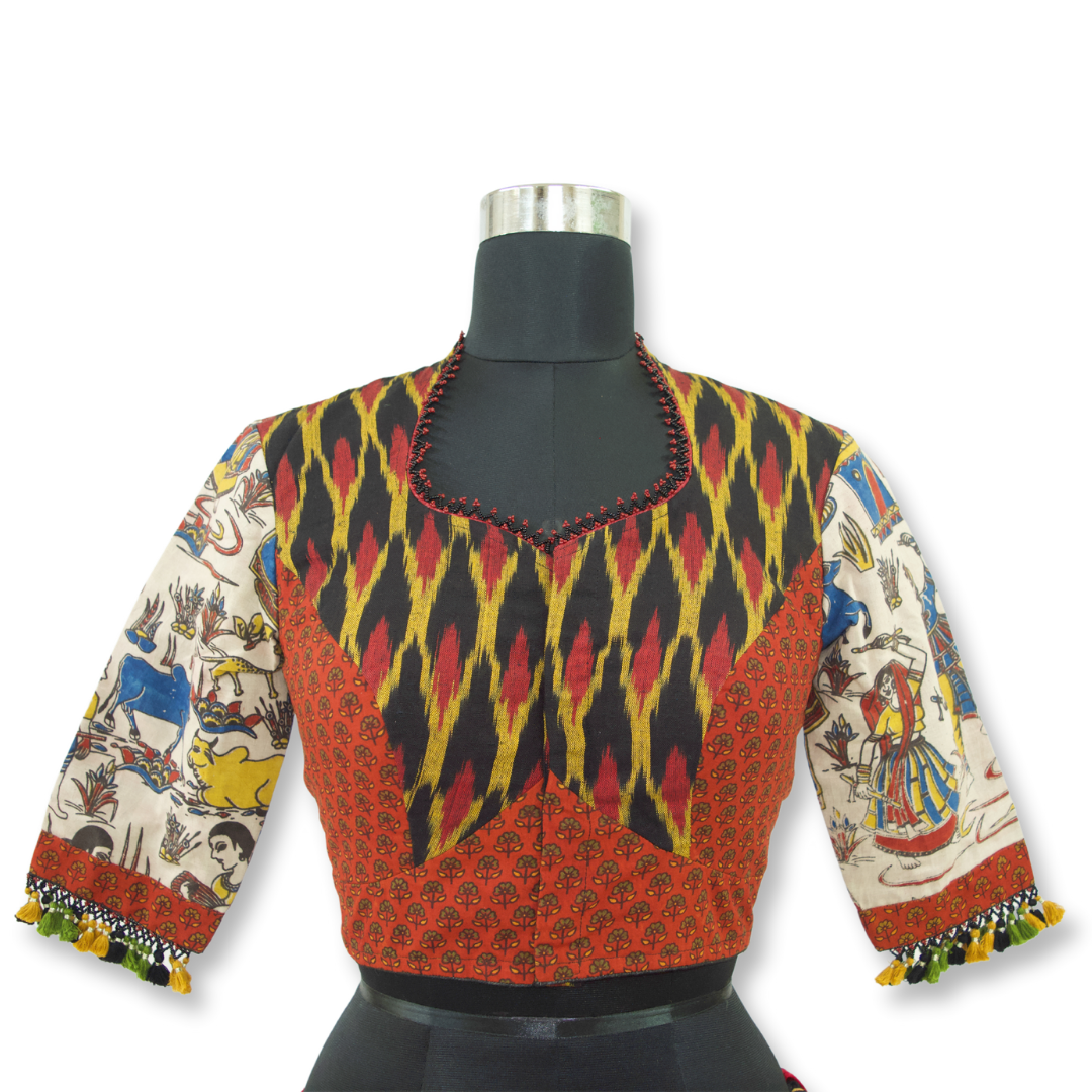 Zarna - Ikkat and Kalamkari Short Blouse