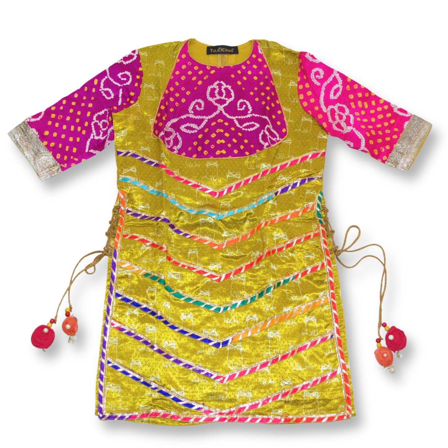Jyotsna - Mashru bandhej long blouse