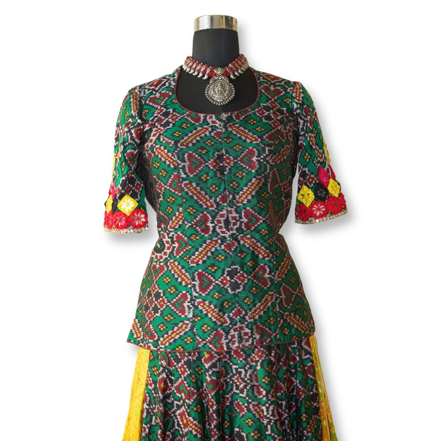 Pankti - Handwoven patola mirror work blouse