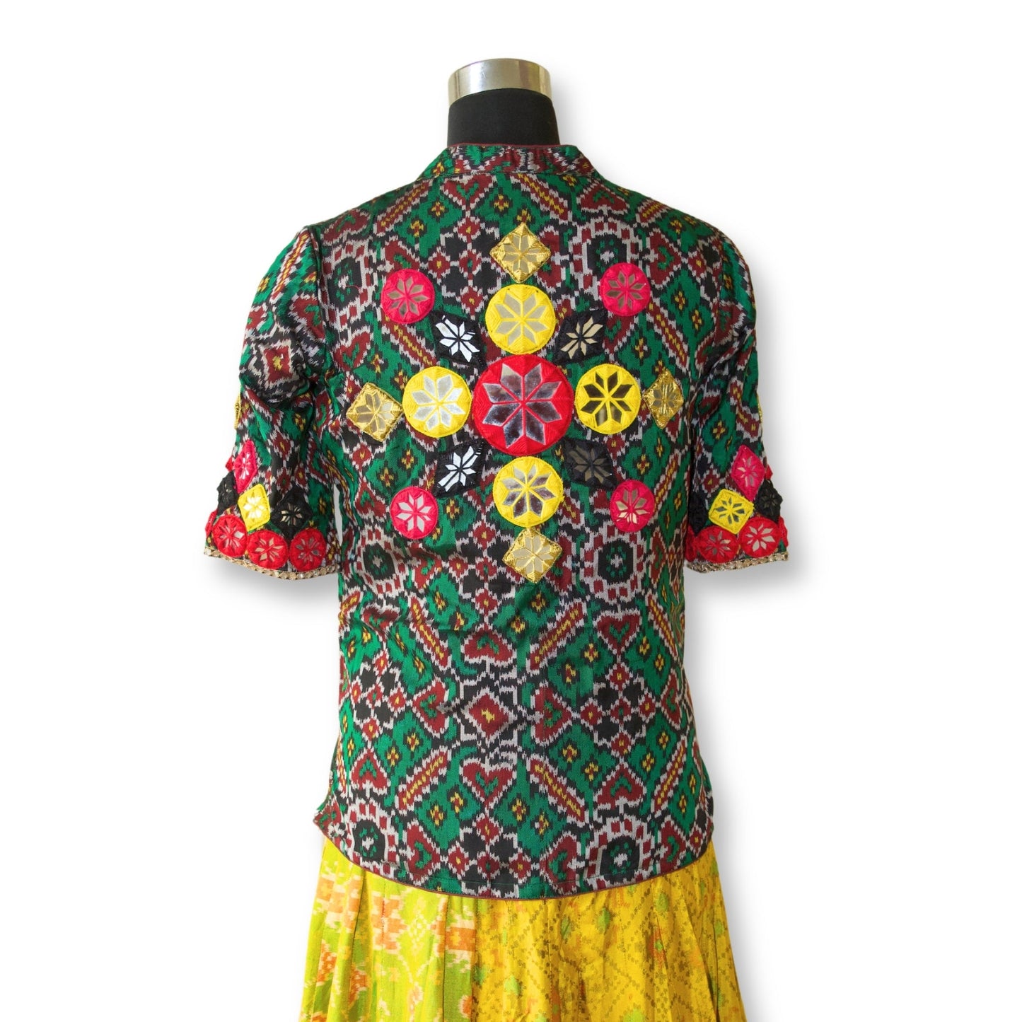 Pankti - Handwoven patola mirror work blouse