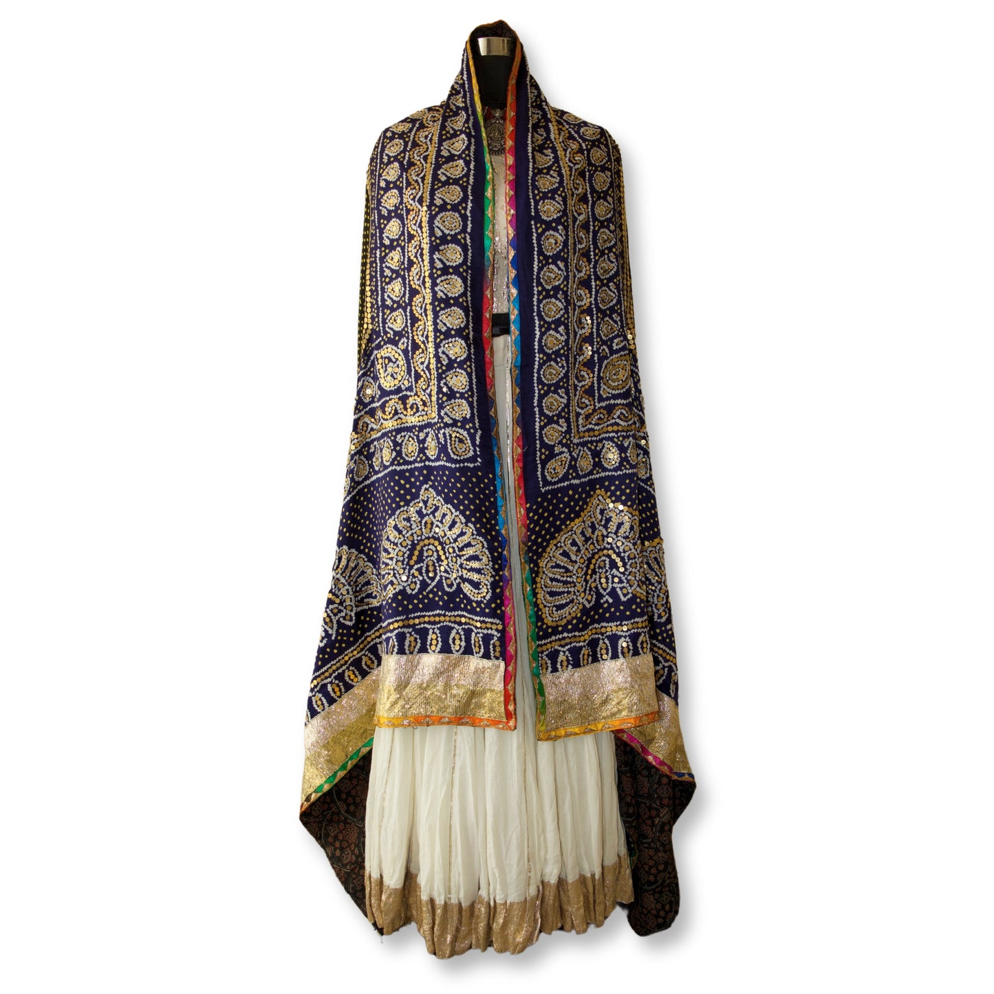 Minakshi - Bandhej metal sequence work dupatta
