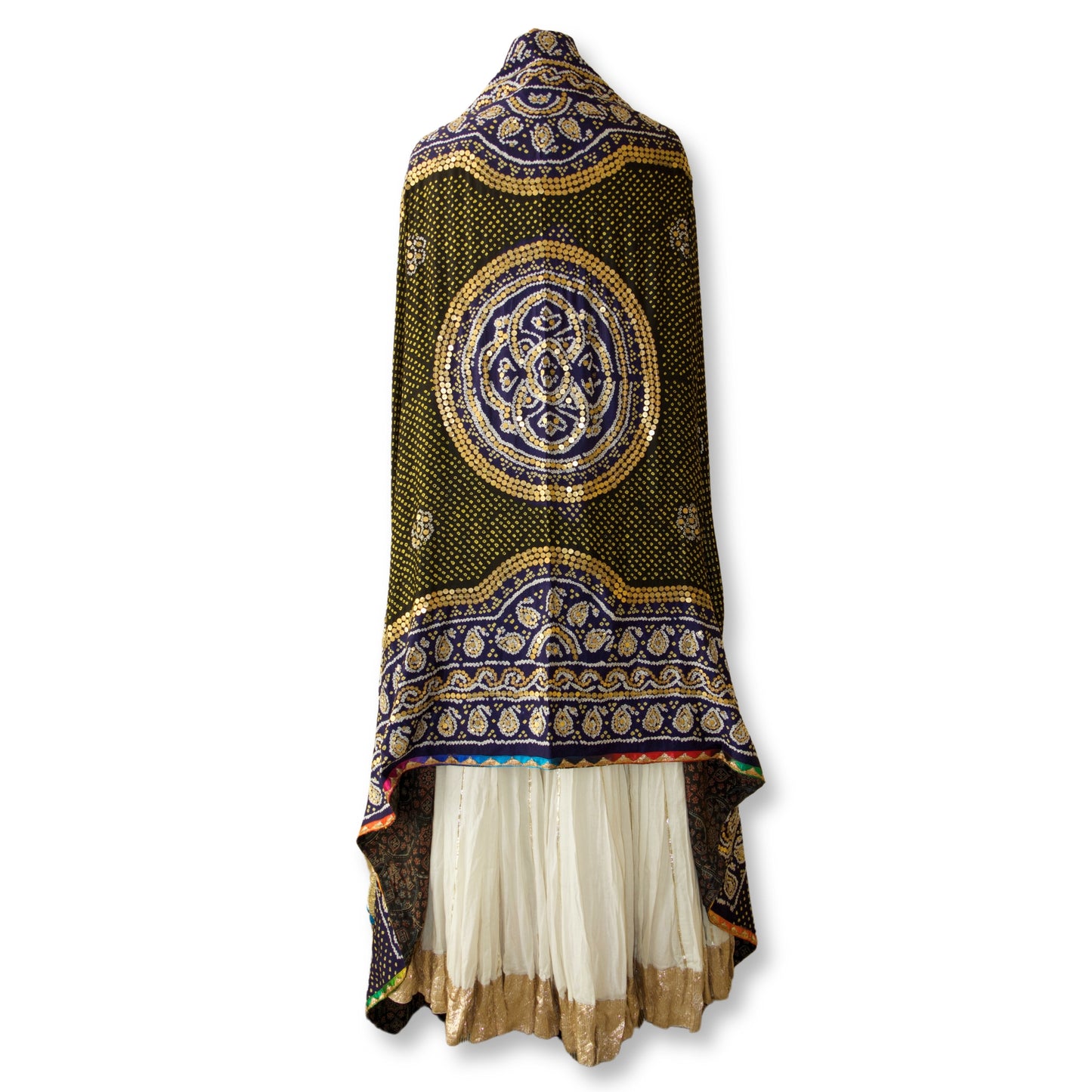 Minakshi - Bandhej metal sequence work dupatta