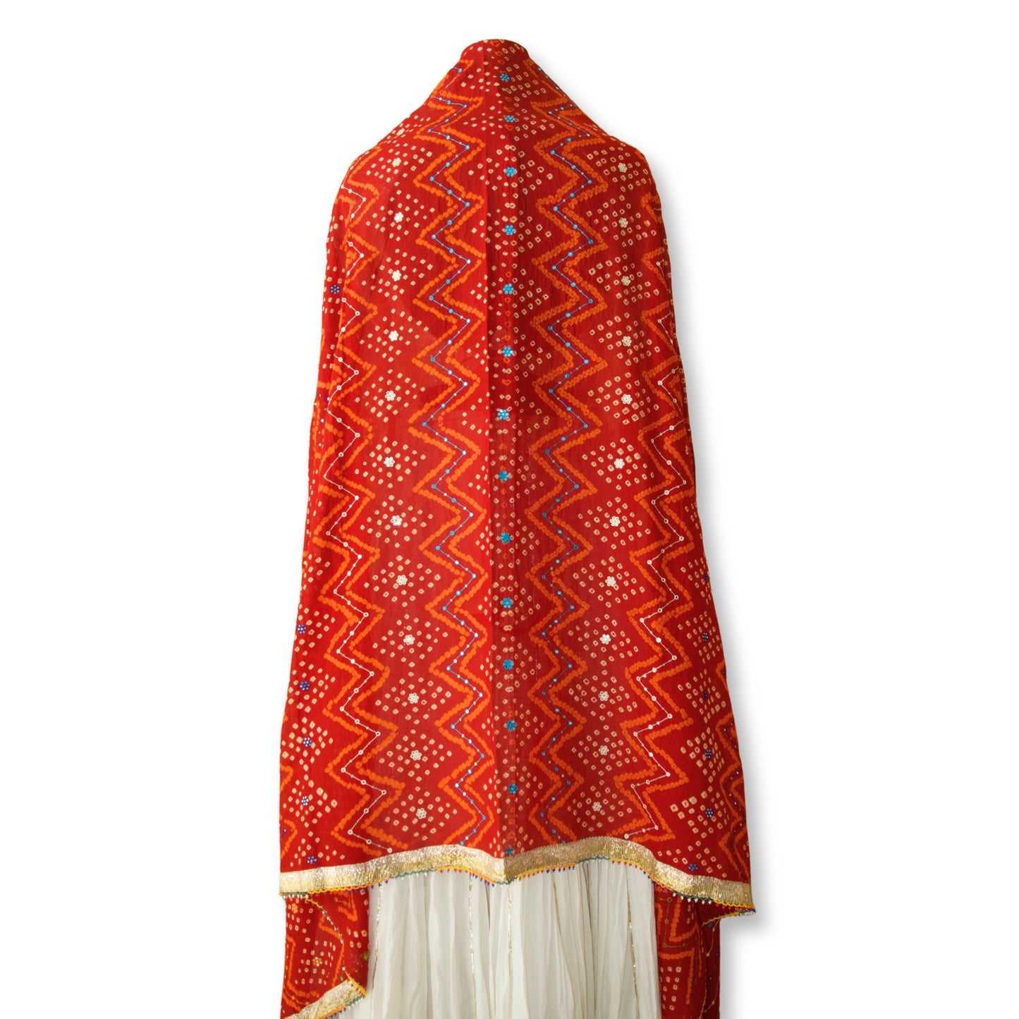 Hemali - Bandhej mirror work dupatta
