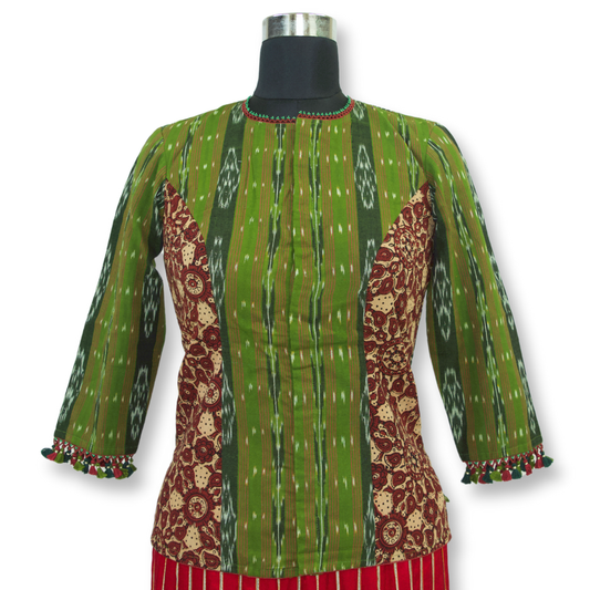 Leela - Ikkat and Ajarakh Long Blouse