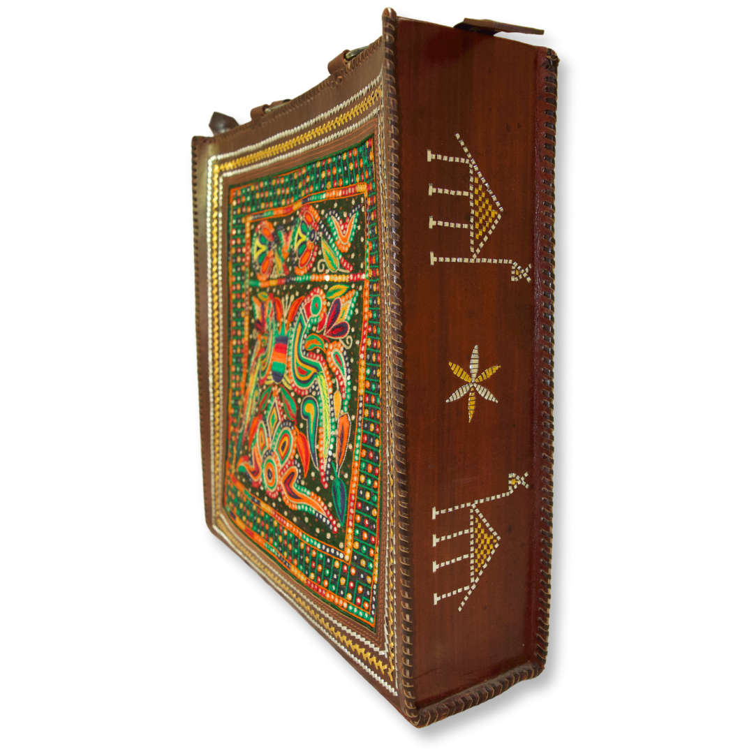 Garima - Ektar mochi work and Antique Kutchi work leather tote bag