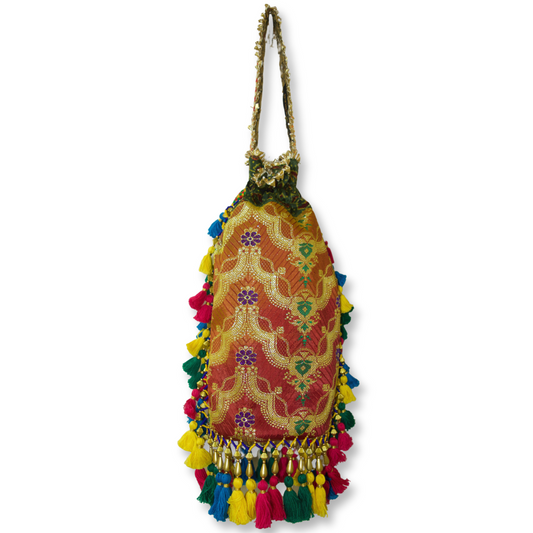 Rushika - Multicolour Banarasi with Kutchi work potli bag