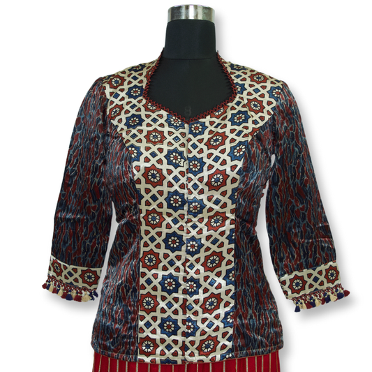 Hemanshi - Ajarakh Silk Long Blouse